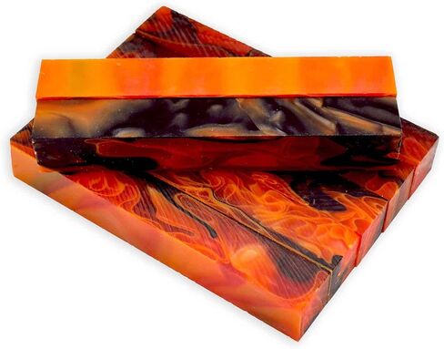 Acrylic Pen Blank, Blood Orange with Black and Orange Lines, 5" x 3/4" x 3/4", 7 Pack in Saudi Arabia