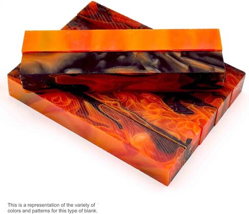 Acrylic Pen Blank, Blood Orange with Black and Orange Lines, 5" x 3/4" x 3/4", 7 Pack in Saudi Arabia