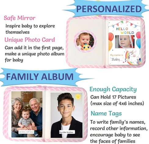 My First Photo Album for Baby, Soft Cloth Picture Book with 30 Name Tags, Keepsake Scrapbook Gift for Newborn Baby Shower (Unicorn+30 Stickers) in Saudi Arabia
