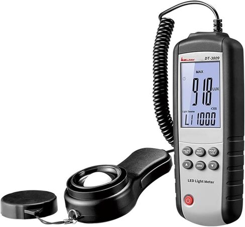 مقياس إضاءة LED رقمي DT-3809 40-40000Lux/FC يقيس جميع كابلات استشعار الضوء المرئي 1.5 متر in Kuwait