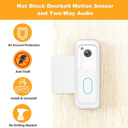 Blink Doorbell Mount, Anti-Theft Video Doorbell Door Mount Bracket,White | No Drilling, Not Block Doorbell Motion Sensor, Easy to Install, Fit for Blink Doorbell Camera (2nd Gen) in Saudi Arabia