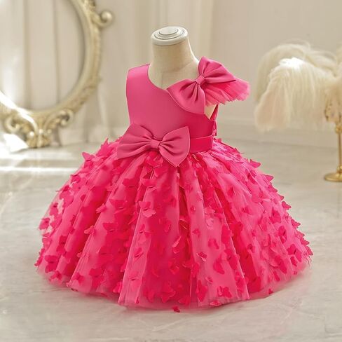 IDOPIP زهرة فتاة فراشة Bowknot توتو فستان للأطفال طفل فساتين حفلات زفاف وعيد ميلاد طفل مسابقة تول ثوب 1-6T in Saudi Arabia