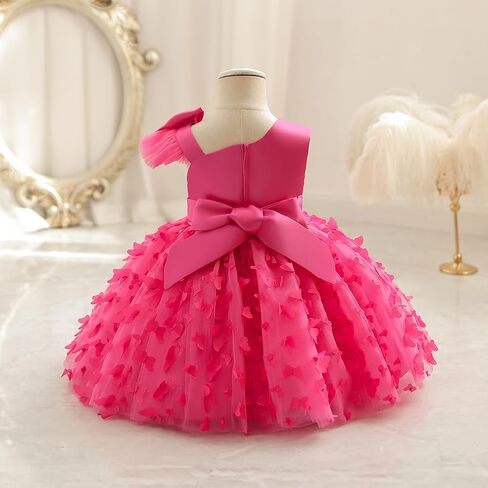 IDOPIP زهرة فتاة فراشة Bowknot توتو فستان للأطفال طفل فساتين حفلات زفاف وعيد ميلاد طفل مسابقة تول ثوب 1-6T in Saudi Arabia