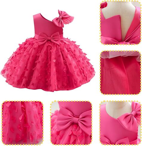 IDOPIP زهرة فتاة فراشة Bowknot توتو فستان للأطفال طفل فساتين حفلات زفاف وعيد ميلاد طفل مسابقة تول ثوب 1-6T in Saudi Arabia