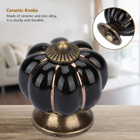 Brrnoo Ceramic Pumpkin Handle Pulls for Cabinet Drawer Room Decor,Easy Installation Cabinet Knobs Replacement Hardware in Yellow in Saudi Arabia