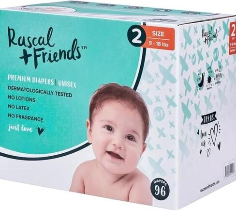 New Rascal & Friends 961920 Premium Diapers, Size 2, 96, White in Saudi Arabia