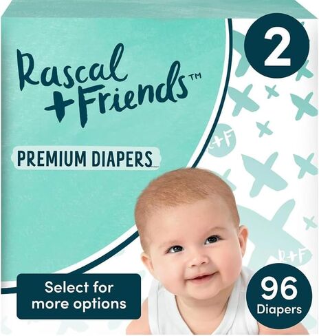 New Rascal & Friends 961920 Premium Diapers, Size 2, 96, White in Saudi Arabia