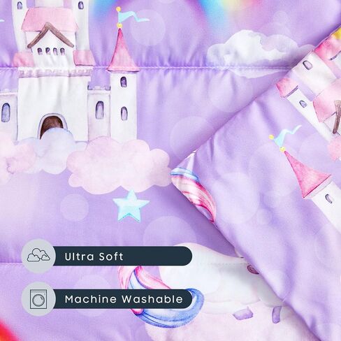 Wake In Cloud - Cot Nap Mat with Pillow and Blanket, for Toddler Kids Girls in Daycare Kindergarten Preschool Pre K with Elastic Corner Straps, Colorful Unicorn Castle Rainbow in Saudi Arabia