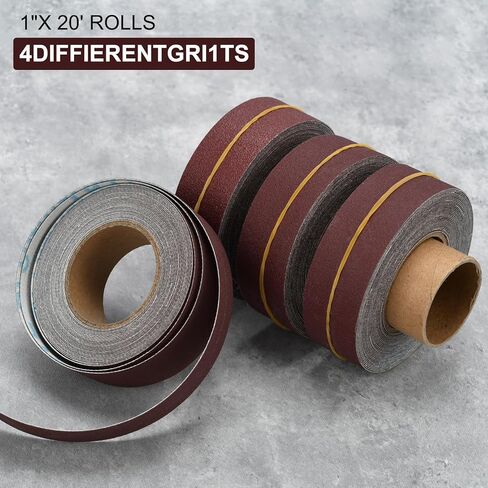 لفة قماش الصنفرة، 5 حبيبات 1 × 20 قدم لفة ورق رمل مع موزع، 150 240 320 400 600 تشكيلة ورق الصنفرة، ورق صنفرة رطب وجاف لأثاث السيارات المعدنية والخشب (5 حبيبات 20 قدم) in Kuwait