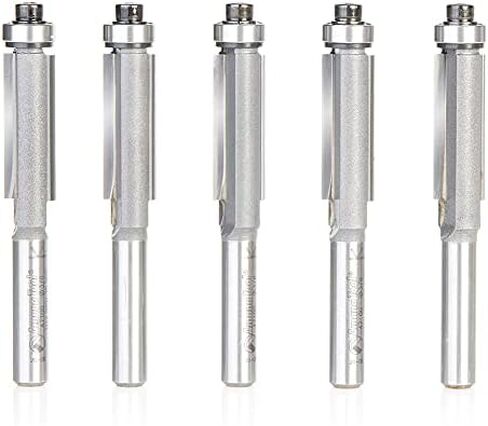 Amana Tool 47100-5 5-Pack Carbide Tipped Flush Trim 3/8 D x 1 CH x 1/4 SHK x 2-5/8 Inch Long Router Bits w/Lower Ball Bearing in Saudi Arabia