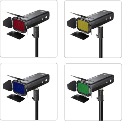 Godox BD-07 باب الحظيرة مع شبكة قرص العسل و4 مرشحات هلامية ملونة (أحمر أصفر أزرق أخضر) لـ Godox AD200 AD200Pro in Kuwait