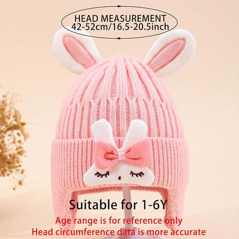 Baby Girl Beanie with Rabbit Ears and Bunny Soft Knit Winter Hat for Infants Toddlers in Saudi Arabia