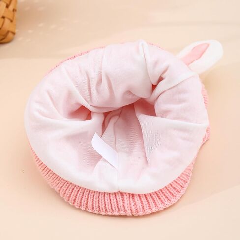 Baby Girl Beanie with Rabbit Ears and Bunny Soft Knit Winter Hat for Infants Toddlers in Saudi Arabia