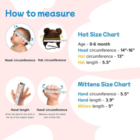 Knitted Colorful Double Pom-Pom Baby Hat and Mittens Set|Warm Winter Newborn Essentials for Boys and Girls 0-6 Months in Saudi Arabia