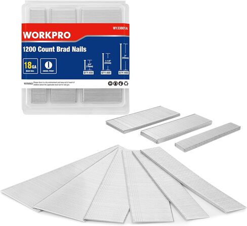 WORKPRO 1200 Count 18 Gauge Brad Nails, (2＂,1-1/2＂,1-1/4＂,3/4＂), Universal Brad Nail Gun Nails for Pneumatic & Electric Brad Nailers in Saudi Arabia