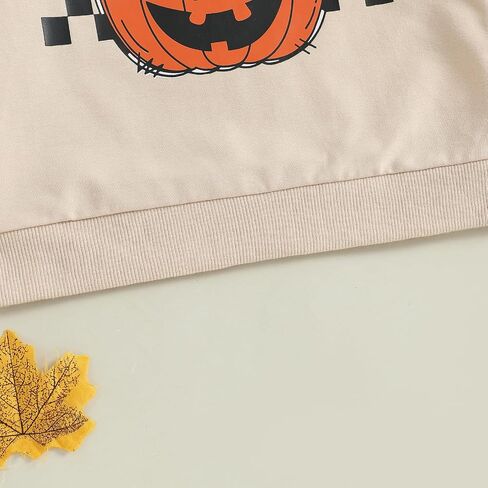 Toddler Baby Boy Halloween Outfit Pumpkin Ghost Print Crew Neck Sweatshirt Long Sleeve Fall Winter Pullover Tops in Saudi Arabia