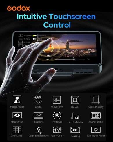 Godox GM6S Pro شاشة لمس ميدانية للكاميرا 2000nits 5.5 بوصة شاشة تحكم في الكاميرا مع غطاء مظلة 4K@60 هرتز HDMI، لون زائف، جلد البصل، شكل موجي، LUT ثلاثي الأبعاد، تركيز الذروة in Saudi Arabia