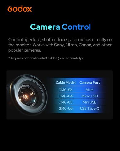 Godox GM6S Pro شاشة لمس ميدانية للكاميرا 2000nits 5.5 بوصة شاشة تحكم في الكاميرا مع غطاء مظلة 4K@60 هرتز HDMI، لون زائف، جلد البصل، شكل موجي، LUT ثلاثي الأبعاد، تركيز الذروة in Saudi Arabia