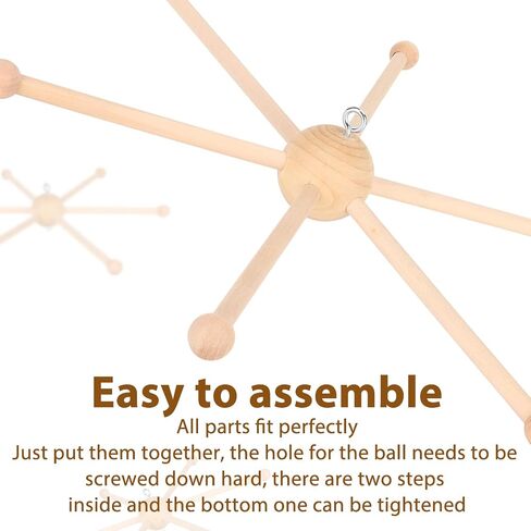 Wooden Mobile Frame Kit, Sturdy Mobile Hanging Frame Holder, Spherical Six Legs Wooden Mobile Hanger Mobile Arm for DIY Crafts Wind Bells Bed Bell Toys Home Decoration in Saudi Arabia