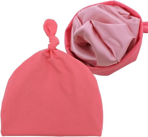 Silky Satin Lined Newborn Hat Hair Care Knot Beanie Hats for Infant Baby Boys Girls Caps 0-6 Months in Kuwait