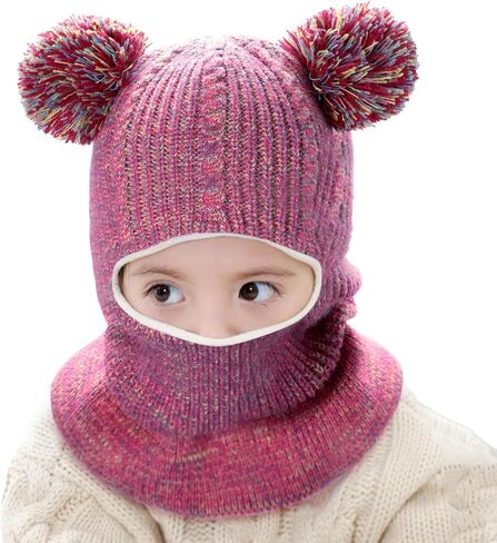 Baby Girls Boys Winter Hat Scarf Sets Knit Cat Ears Beanie Caps Balaclava with Neck Warmer for Unisex Infant Age 1-4 in Saudi Arabia