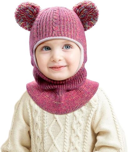 Baby Girls Boys Winter Hat Scarf Sets Knit Cat Ears Beanie Caps Balaclava with Neck Warmer for Unisex Infant Age 1-4 in Saudi Arabia
