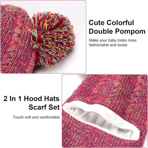 Baby Girls Boys Winter Hat Scarf Sets Knit Cat Ears Beanie Caps Balaclava with Neck Warmer for Unisex Infant Age 1-4 in Saudi Arabia