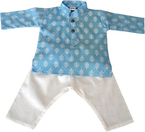 Block Print Kurta Pajama Baby Organic Cotton Summer Outfit, Handmade Infant Clothing, Newborn Gift & Festive Wear in Saudi Arabia