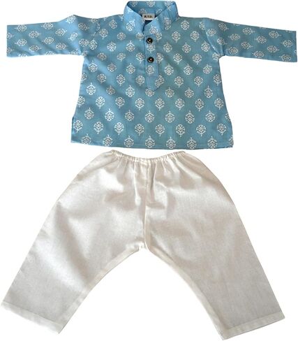 Block Print Kurta Pajama Baby Organic Cotton Summer Outfit, Handmade Infant Clothing, Newborn Gift & Festive Wear in Saudi Arabia