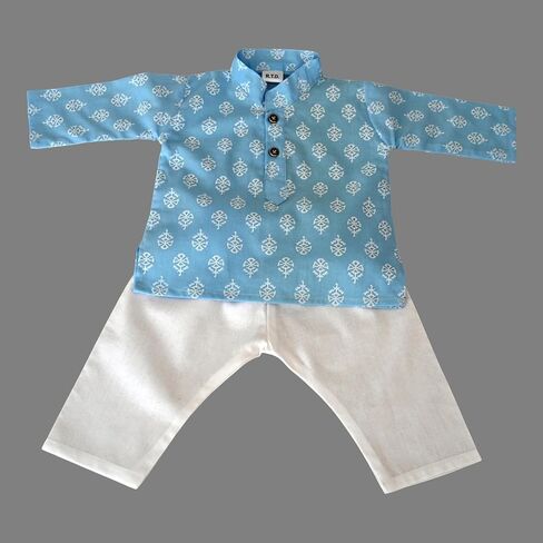 Block Print Kurta Pajama Baby Organic Cotton Summer Outfit, Handmade Infant Clothing, Newborn Gift & Festive Wear in Saudi Arabia