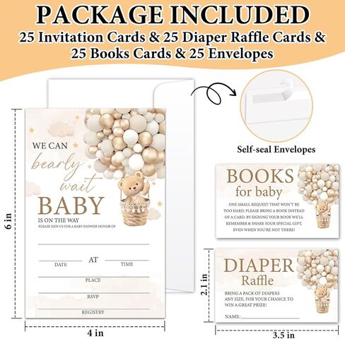 مجموعة من 25 دعوات لحفلات استقبال المولود الجديد للفتيات والفتيان، موضوع كتاب يكشف عن الجنس مع مظاريف، بما في ذلك بطاقات طلب الكتب وتذاكر يانصيب الحفاضات - 15 قطعة in Kuwait