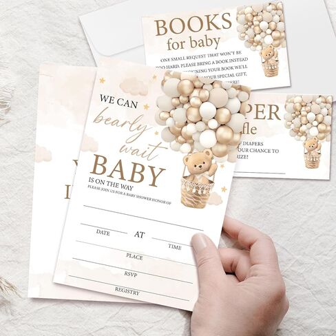 مجموعة من 25 دعوات لحفلات استقبال المولود الجديد للفتيات والفتيان، موضوع كتاب يكشف عن الجنس مع مظاريف، بما في ذلك بطاقات طلب الكتب وتذاكر يانصيب الحفاضات - 15 قطعة in Kuwait