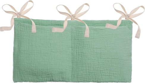 PATIKIL Bedside Hanging Bags, Cotton Milk Bottle Bib-Storage Bag 2 Pockets Nursery Organizer for Bed, Green in Saudi Arabia