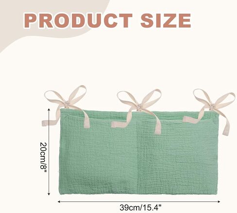 PATIKIL Bedside Hanging Bags, Cotton Milk Bottle Bib-Storage Bag 2 Pockets Nursery Organizer for Bed, Green in Saudi Arabia