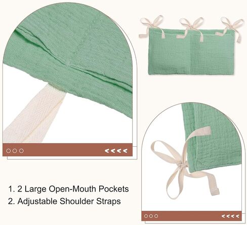 PATIKIL Bedside Hanging Bags, Cotton Milk Bottle Bib-Storage Bag 2 Pockets Nursery Organizer for Bed, Green in Saudi Arabia