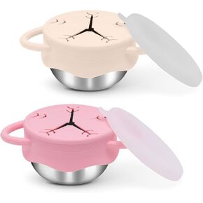 2 Pack Toddler Snack Containers –13.5oz Food Grade Stainless Steel Snack Cups for Toddlers Spill Proof with Snowflake Silicone Lids & Handles, Baby Snack Containers, Dishwasher Safe Toddler Snack Cups in Saudi Arabia