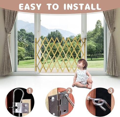 Expandable Wooden Dog Gate Indoor, Retractable Pet Fence Accordion Style, Freestanding Safety Barrier for Doorways, Patio, Garden – Fits Small to Large Dogs (Large) in Saudi Arabia