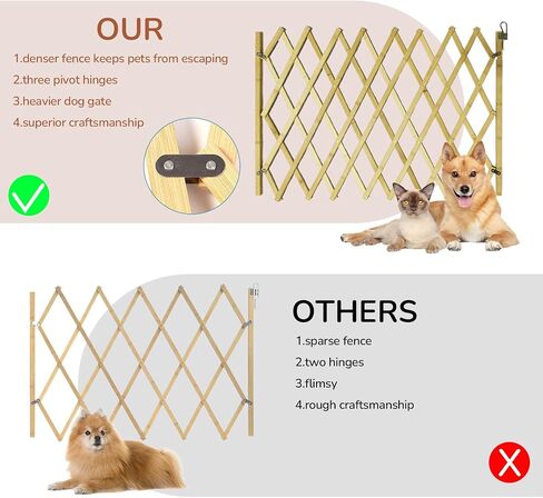 Expandable Wooden Dog Gate Indoor, Retractable Pet Fence Accordion Style, Freestanding Safety Barrier for Doorways, Patio, Garden – Fits Small to Large Dogs (Large) in Saudi Arabia