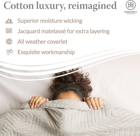 Threadmill Luxury Cotton Blankets for Queen Size Bed | All-Season 100% Cotton Queen Size Blanket | Aster Jacquard Cozy Lightweight, Soft Breathable Coverlet fits Full Size Bed, 90x92 | White in Saudi Arabia