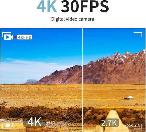 4K Video Camera Camcorder 64MP WiFi for YouTube Vlogging, 18X Digital Zoom 3" 270° Flip Screen, with 32GB SD Card & Card Reader, Built-in 2500mAh Battery (Purple) in Kuwait