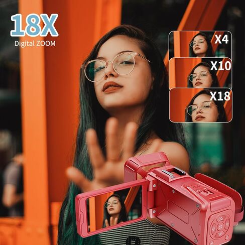 4K Video Camera Camcorder 64MP WiFi for YouTube Vlogging, 18X Digital Zoom 3" 270° Flip Screen, with 32GB SD Card & Card Reader, Built-in 2500mAh Battery (Purple) in Kuwait