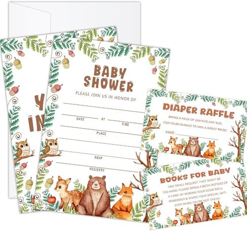Thanksgiving 25 Baby Shower Invitations with Envelopes, Diaper Raffle Tickets, Book Request Cards For Autumn Pumpkin Gender Reveal, Baby Shower Insert for Invitations, Party Favor-09 in Saudi Arabia