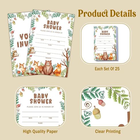 Thanksgiving 25 Baby Shower Invitations with Envelopes, Diaper Raffle Tickets, Book Request Cards For Autumn Pumpkin Gender Reveal, Baby Shower Insert for Invitations, Party Favor-09 in Saudi Arabia