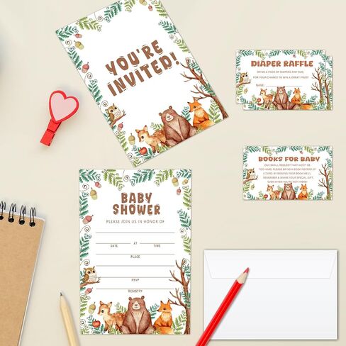 Thanksgiving 25 Baby Shower Invitations with Envelopes, Diaper Raffle Tickets, Book Request Cards For Autumn Pumpkin Gender Reveal, Baby Shower Insert for Invitations, Party Favor-09 in Saudi Arabia