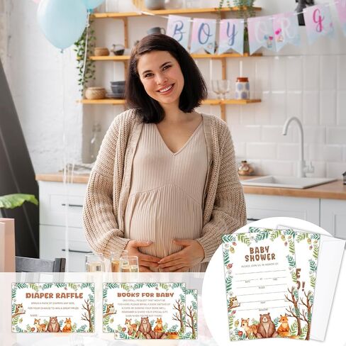Thanksgiving 25 Baby Shower Invitations with Envelopes, Diaper Raffle Tickets, Book Request Cards For Autumn Pumpkin Gender Reveal, Baby Shower Insert for Invitations, Party Favor-09 in Saudi Arabia