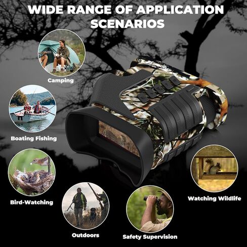 WOSPORTS 4K Night Vision Goggles, 10X Optical & 8X Digital Zoom, 48MP | up to 80X Magnification, 1015FT Vision, 3-inch Screen, 5000mAh Rechargeable Battery, Outdoor Camping, Gift for Men in Saudi Arabia