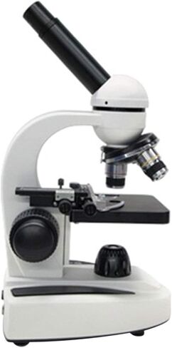 Biological Microscope 40x-1600x monocular Microscope Metal Lens Body Eyepiece (WF10x WF20x) Objective Lens (4X 10x 40x) 360° Rotating Lens Two Driving Methods (White) in Saudi Arabia