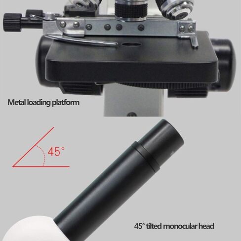 Biological Microscope 40x-1600x monocular Microscope Metal Lens Body Eyepiece (WF10x WF20x) Objective Lens (4X 10x 40x) 360° Rotating Lens Two Driving Methods (White) in Saudi Arabia