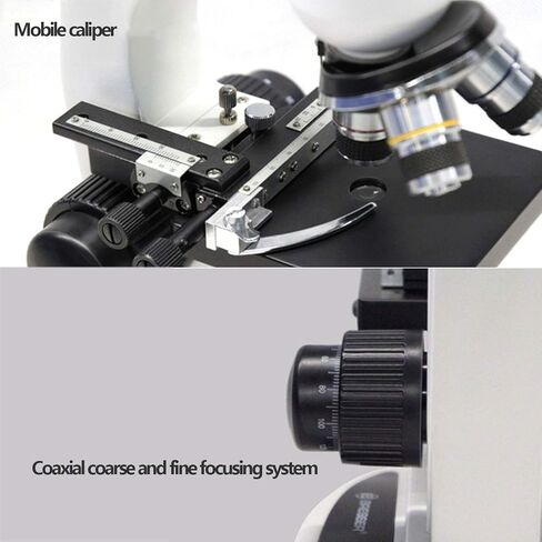Biological Microscope 40x-1600x monocular Microscope Metal Lens Body Eyepiece (WF10x WF20x) Objective Lens (4X 10x 40x) 360° Rotating Lens Two Driving Methods (White) in Saudi Arabia