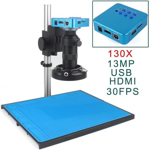 Microscope Kit 48MP 4K USB Digital Video Monocular Microscope Camera Continus Zoom 180X C-Mount Microscope Lens Adapters (One Color B Set 180X) (One Color D Set 130X) in Saudi Arabia